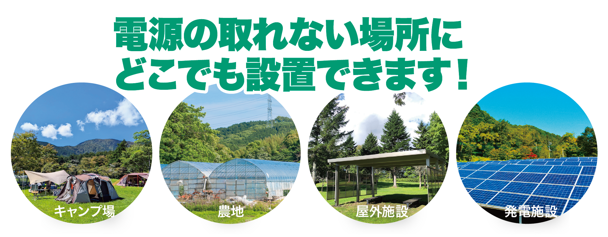 キャンプ場、農地、屋外施設、発電施設。電源が取れない場所に設置できる防犯カメラ。